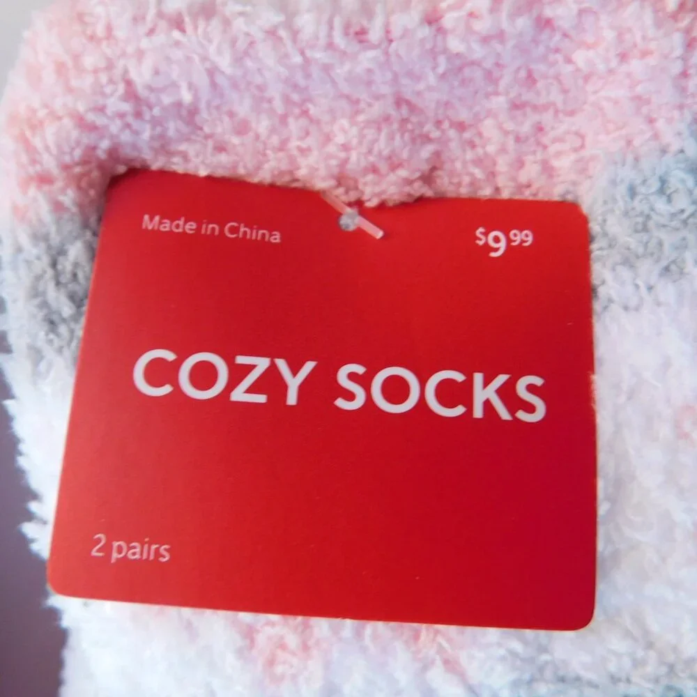 Winter Cozy Fuzzy Socks Womens One Size Fits Most Pink, Red 4 Pair NWT